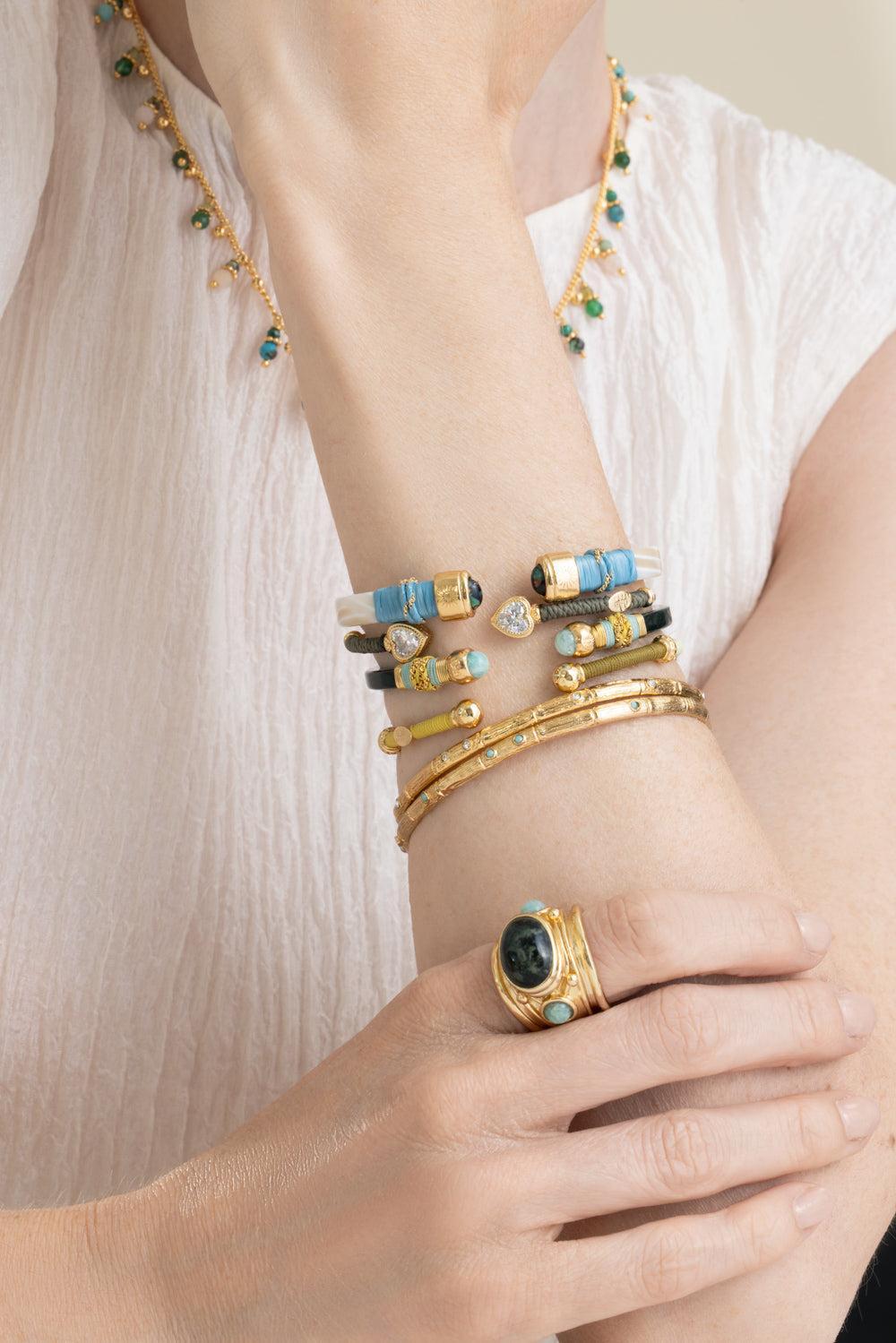 Green Multi Bracelet Zanzifull Bangle Bracelet-GREEN-JEWELRYBOUTIQUEBRACELET O-GAS BIJOUX