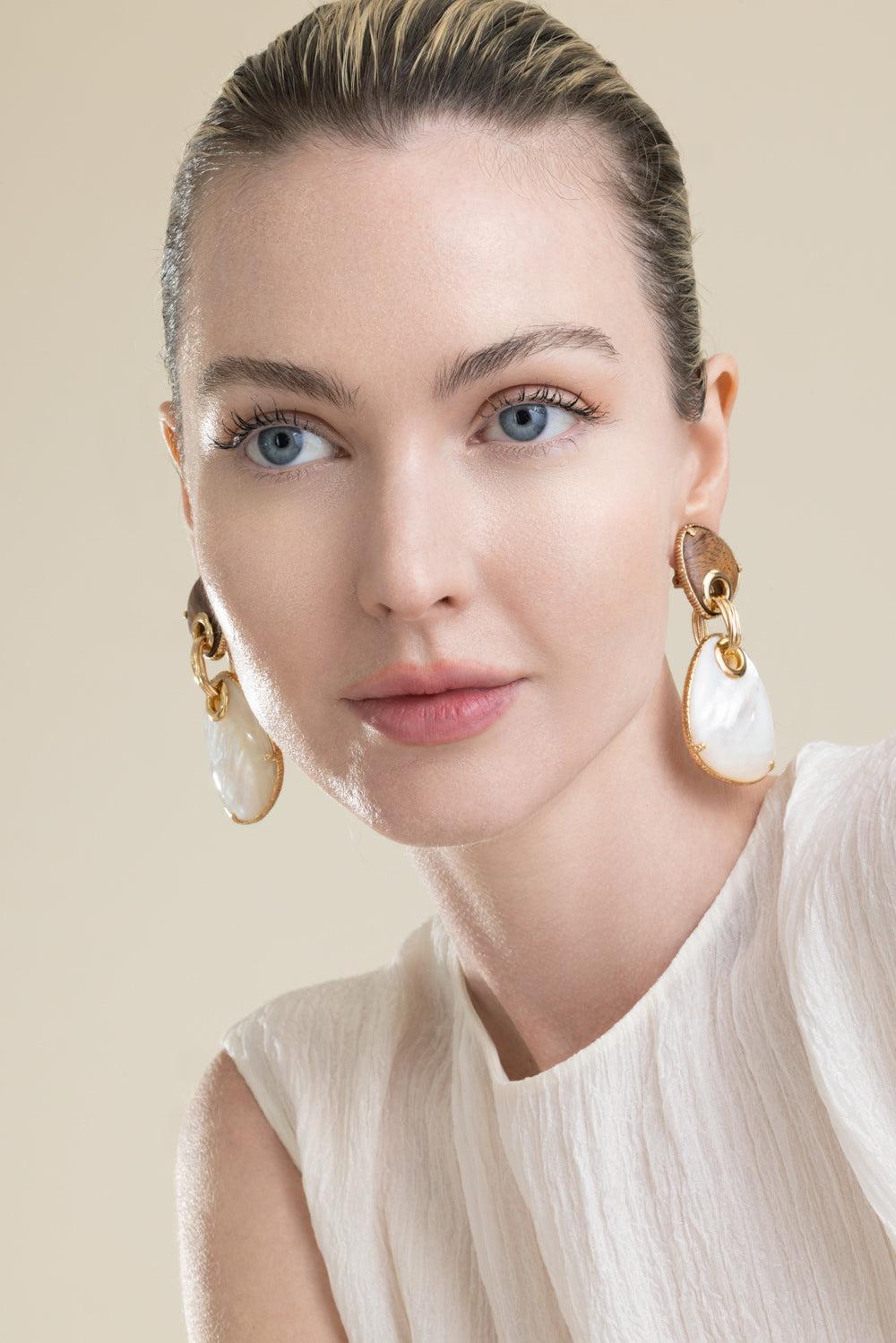 White Brown Silia Large Drop Earrings-WHITE-JEWELRYBOUTIQUEEARRING-GAS BIJOUX