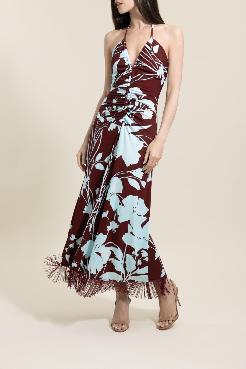Shelter Island Dress - Botanic Maroon-FLORAL-XS-CLOTHINGDRESSCASUAL-CARA CARA