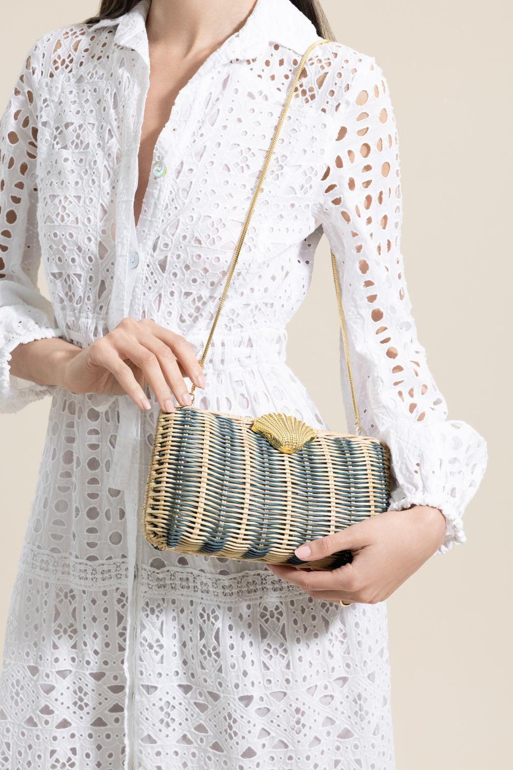 The Classica Clutch - Blue Stripe-STRIPE-HANDBAGCLUTCHES-POOLSIDE