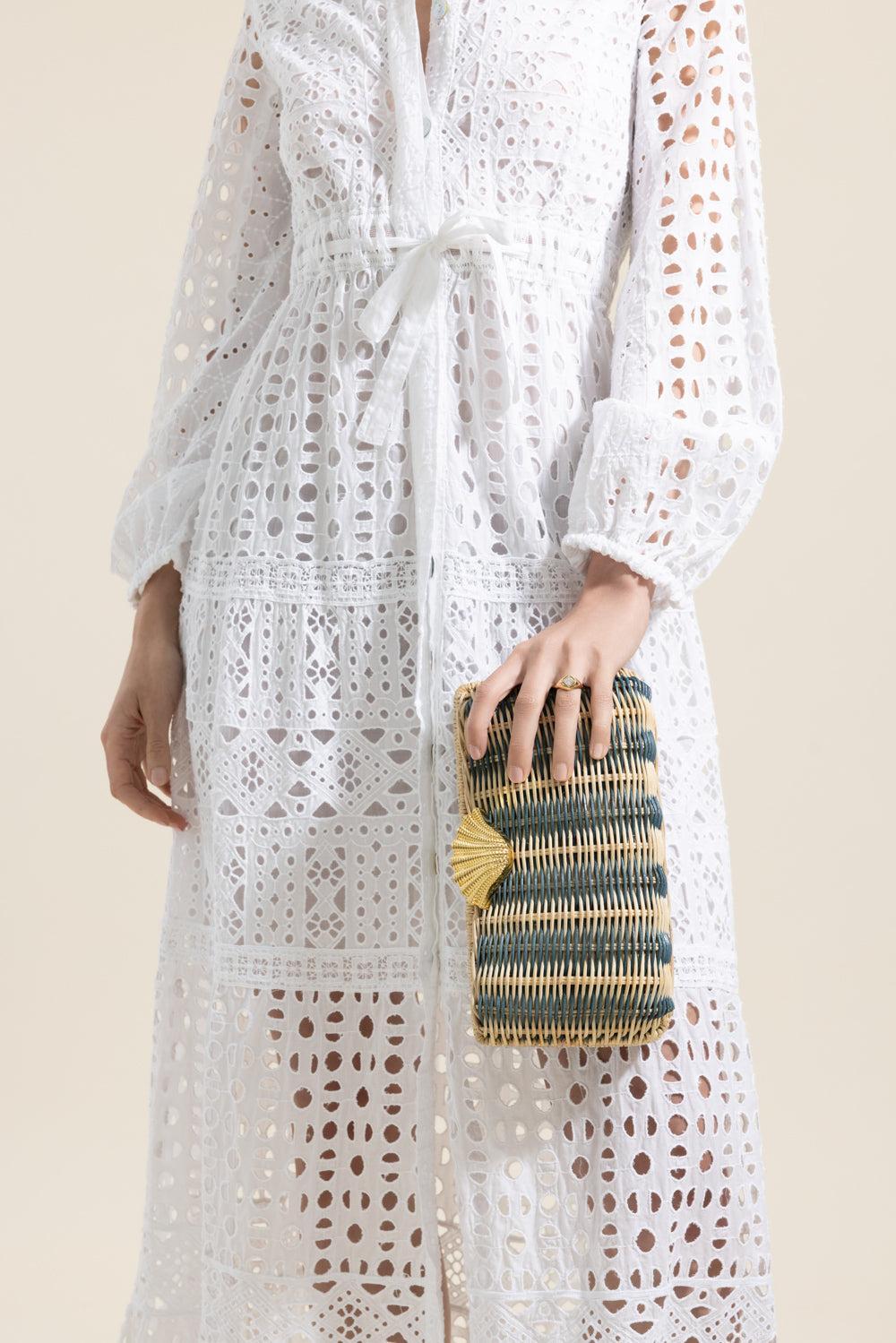 The Classica Clutch - Blue Stripe-STRIPE-HANDBAGCLUTCHES-POOLSIDE