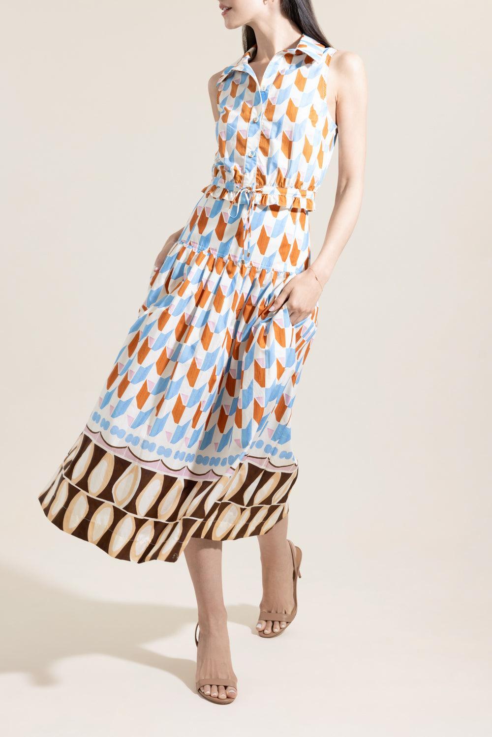 Hannah Top - Talavera Tile Ivory-GEOMETRC-XS-CLOTHINGTOPBLOUSE-CARA CARA