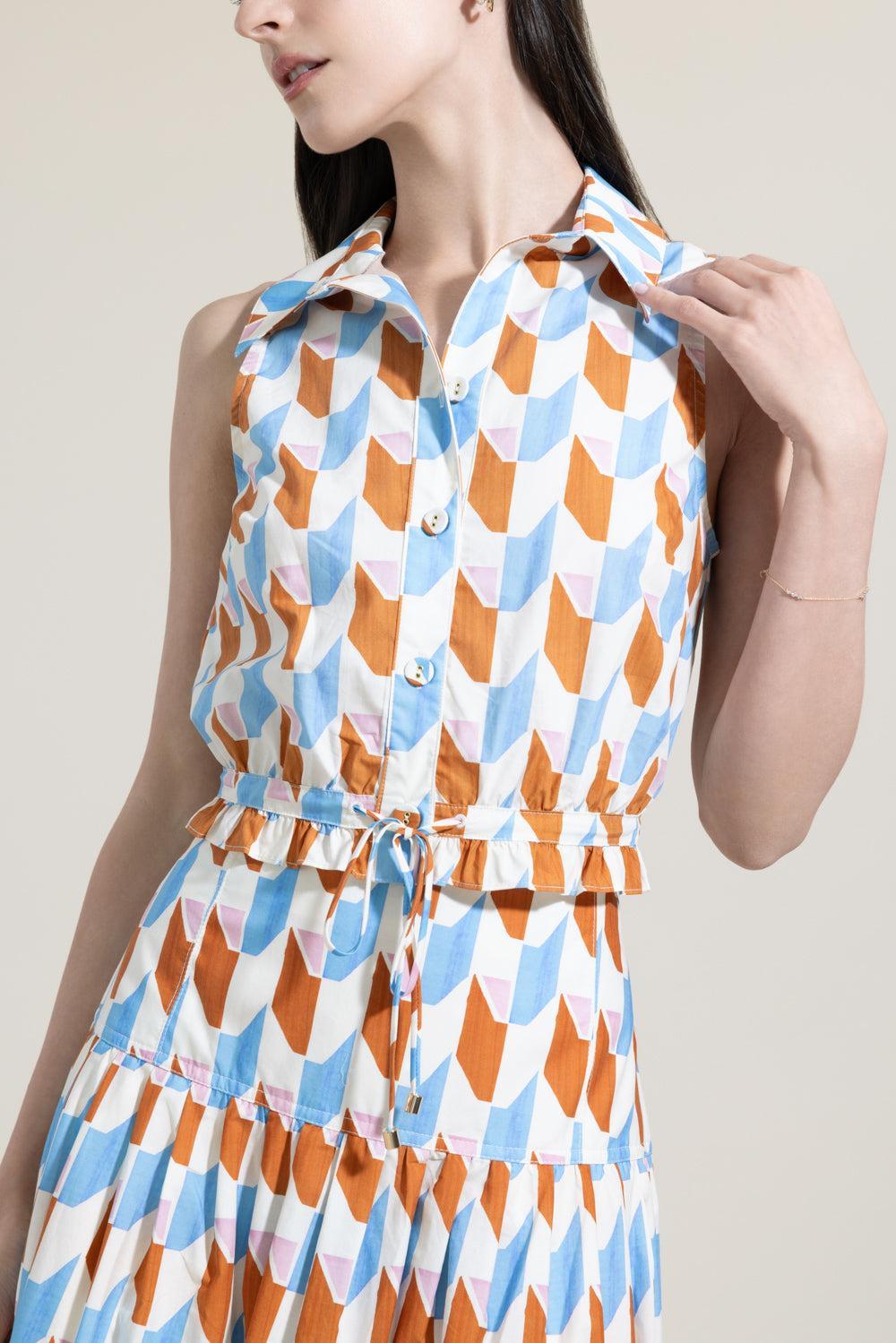 Hannah Top - Talavera Tile Ivory-GEOMETRC-XS-CLOTHINGTOPBLOUSE-CARA CARA