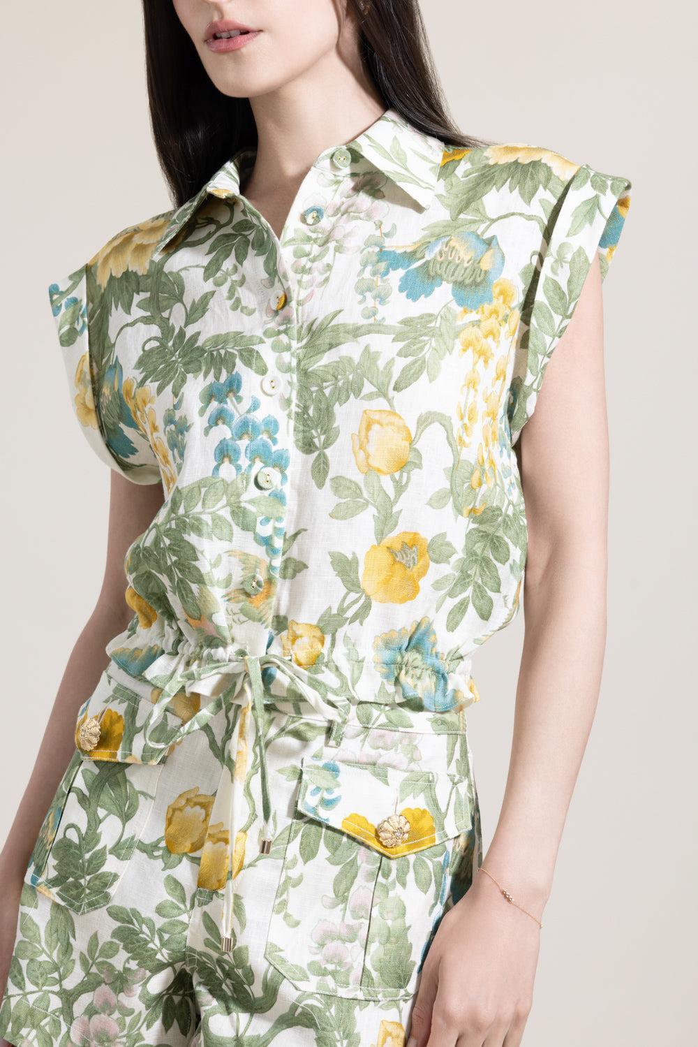 Octavia Top - Floral Meadow Ivory-FLORAL-XS-CLOTHINGTOPBLOUSE-CARA CARA