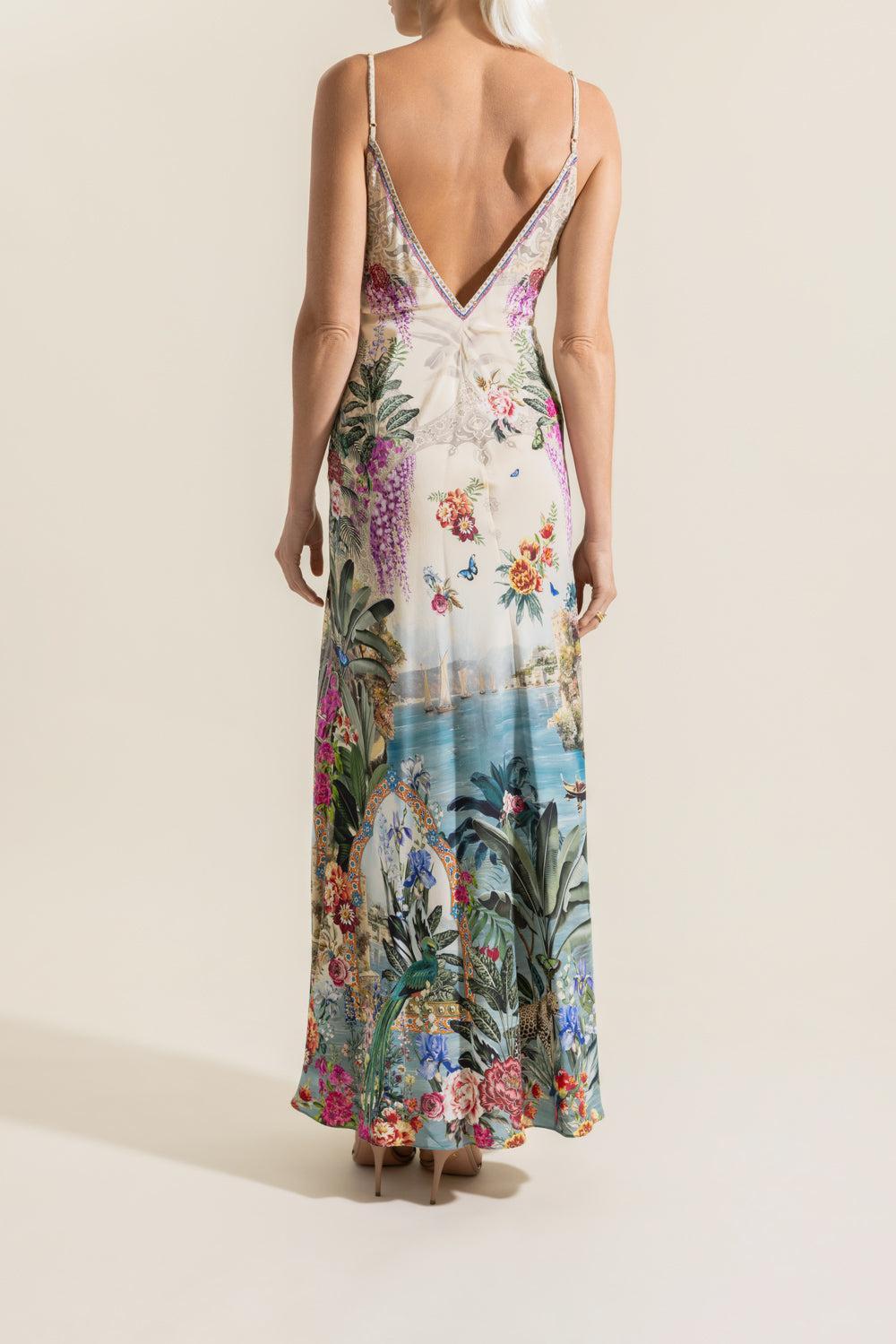 V-Neck Full Length Bias Slip Dress-BODRBOTA-XS-CLOTHINGDRESSCASUAL-CAMILLA