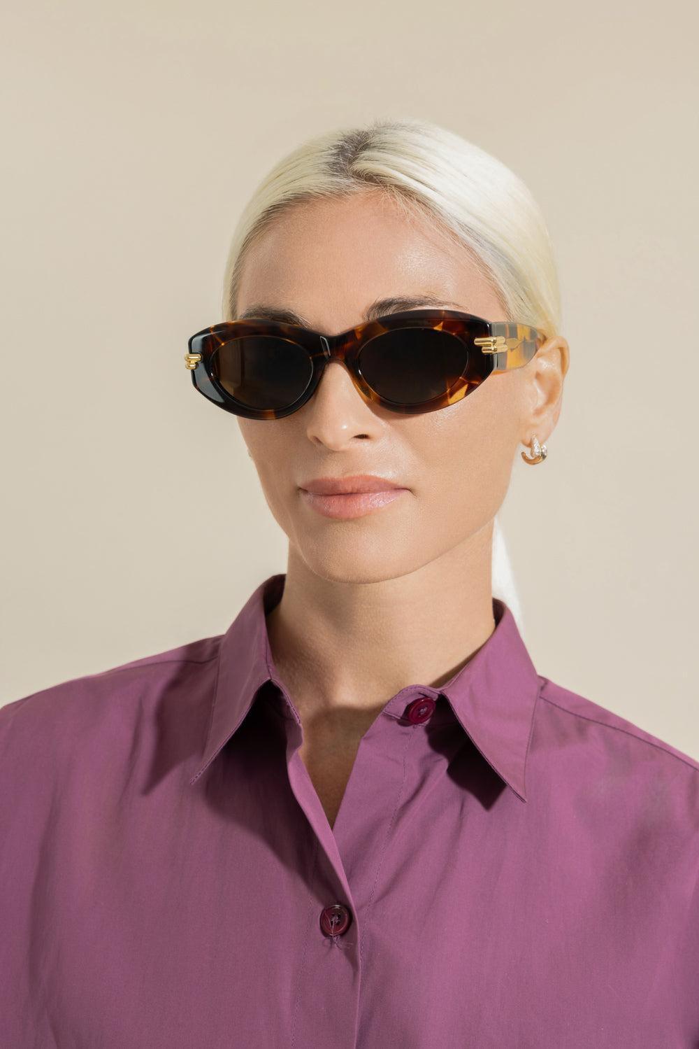 Oval Sunglasses - Havana Brown-HAVHVBRN-ACCESSORIESUNGLASSES-BOTTEGA VENETA