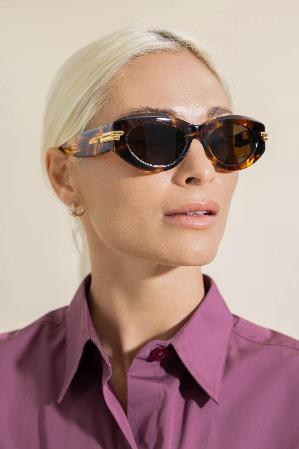 Oval Sunglasses - Havana Brown-HAVHVBRN-ACCESSORIESUNGLASSES-BOTTEGA VENETA