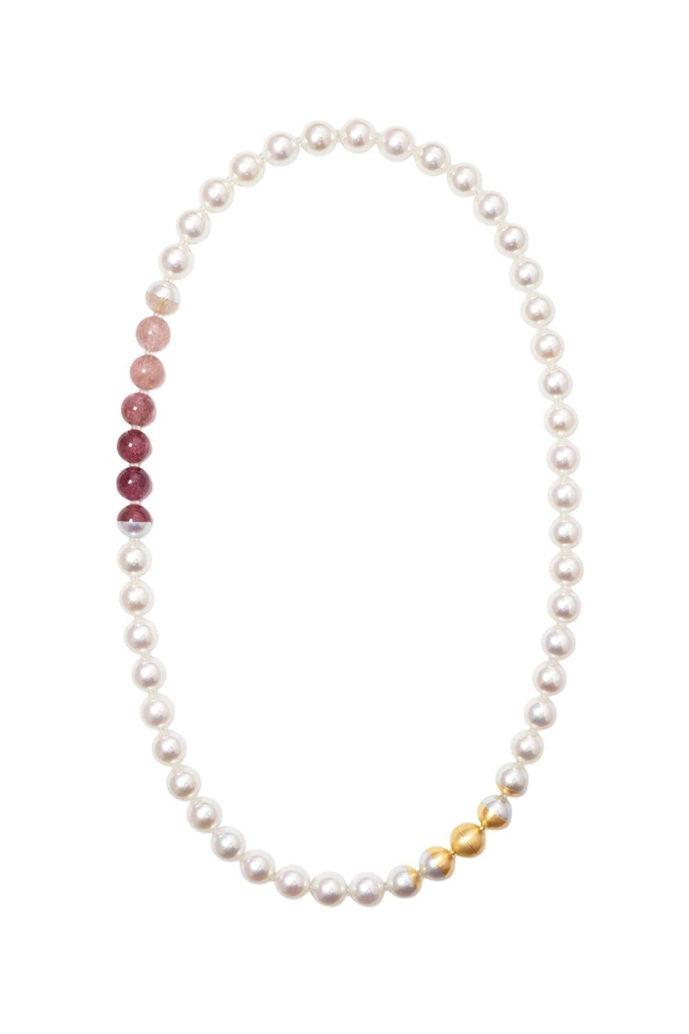 Pearl Tourmaline Necklace-YELLOW GOLD-JEWELRYFINE JEWELNECKLACE O-YUTAI