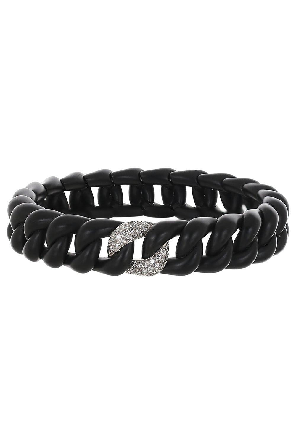 Diamond Link Groumette Stretch Bracelet-WHITE GOLD-JEWELRYFINE JEWELBRACELET O-ROBERTO DEMEGLIO