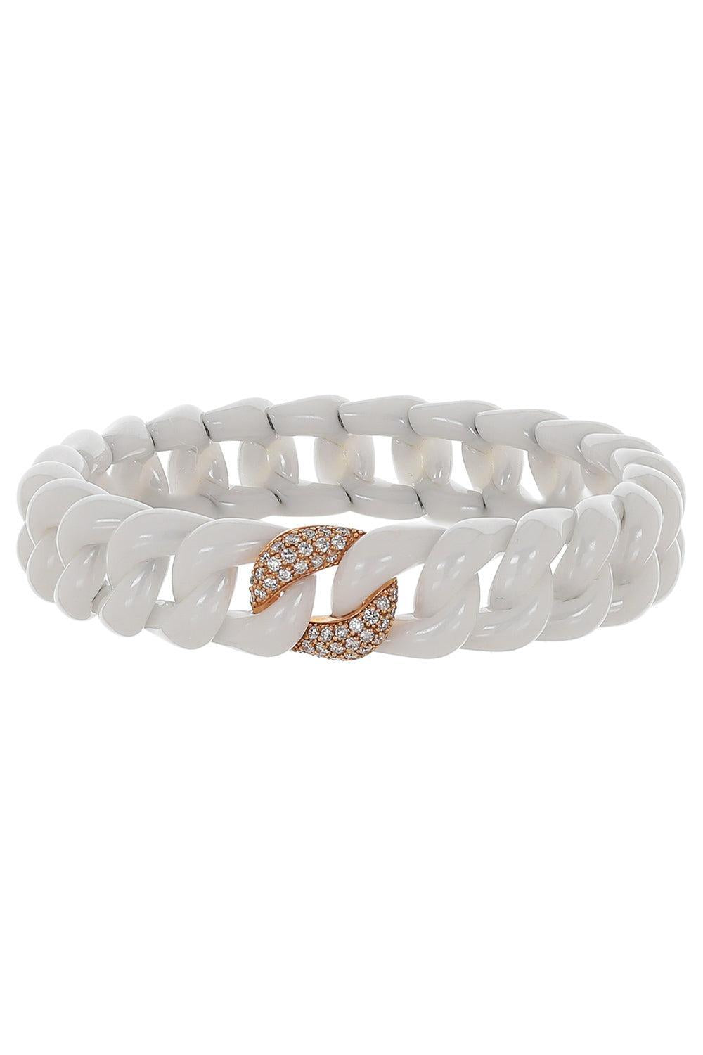 Diamond One Link Groumette Stretch Bracelet-ROSE GOLD-JEWELRYFINE JEWELBRACELET O-ROBERTO DEMEGLIO