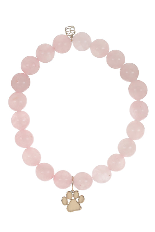 Rose Quartz Paw Charm Bracelet