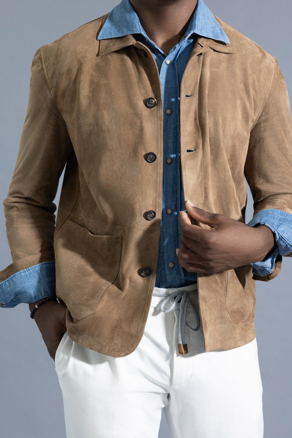 Classic Button Front Shirt - Brown-BROWN-48-MENSCLOTHINGJACKET-ELEVENTY