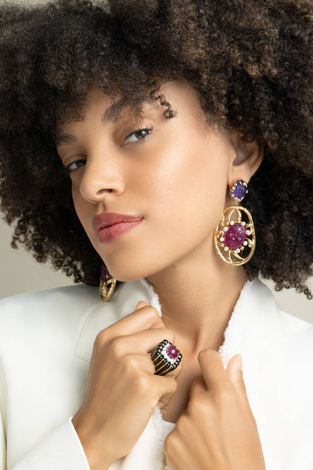 Rubellite Amethyst Earrings