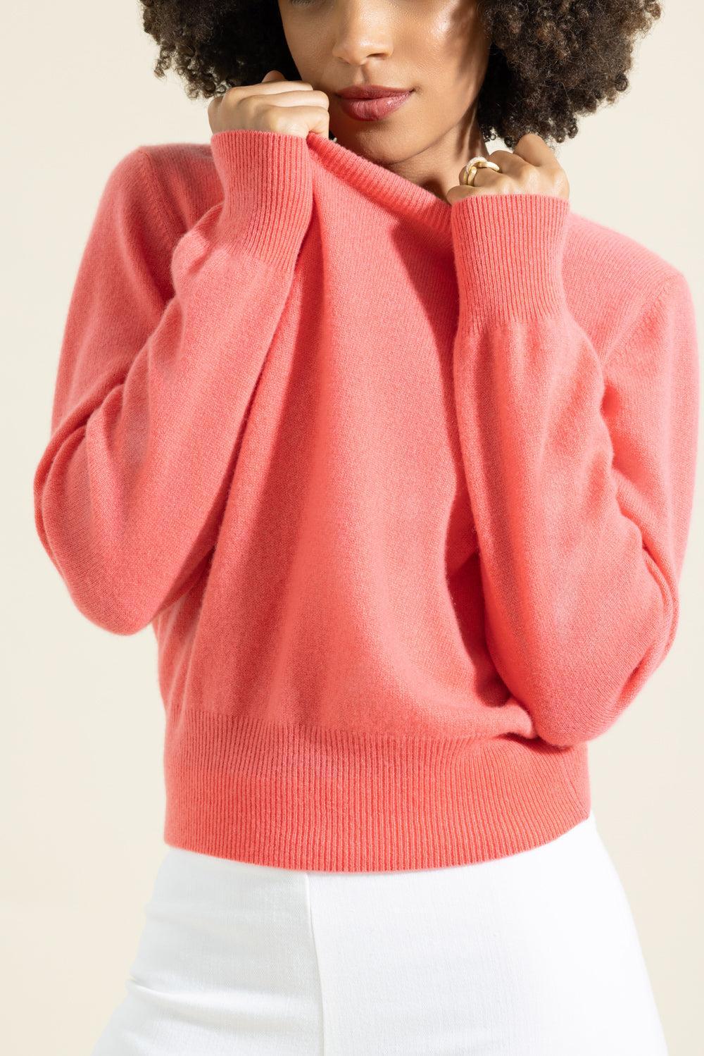 The Cashmere Pullover - Coral-PINK-XS-CLOTHINGTOPKNITS-MISH