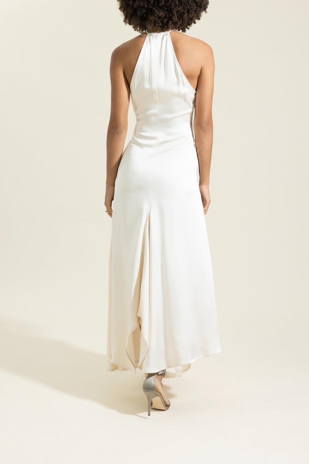 Halterneck Drape Dress-CREAM-2-CLOTHINGDRESSCASUAL-VICTORIA BECKHAM