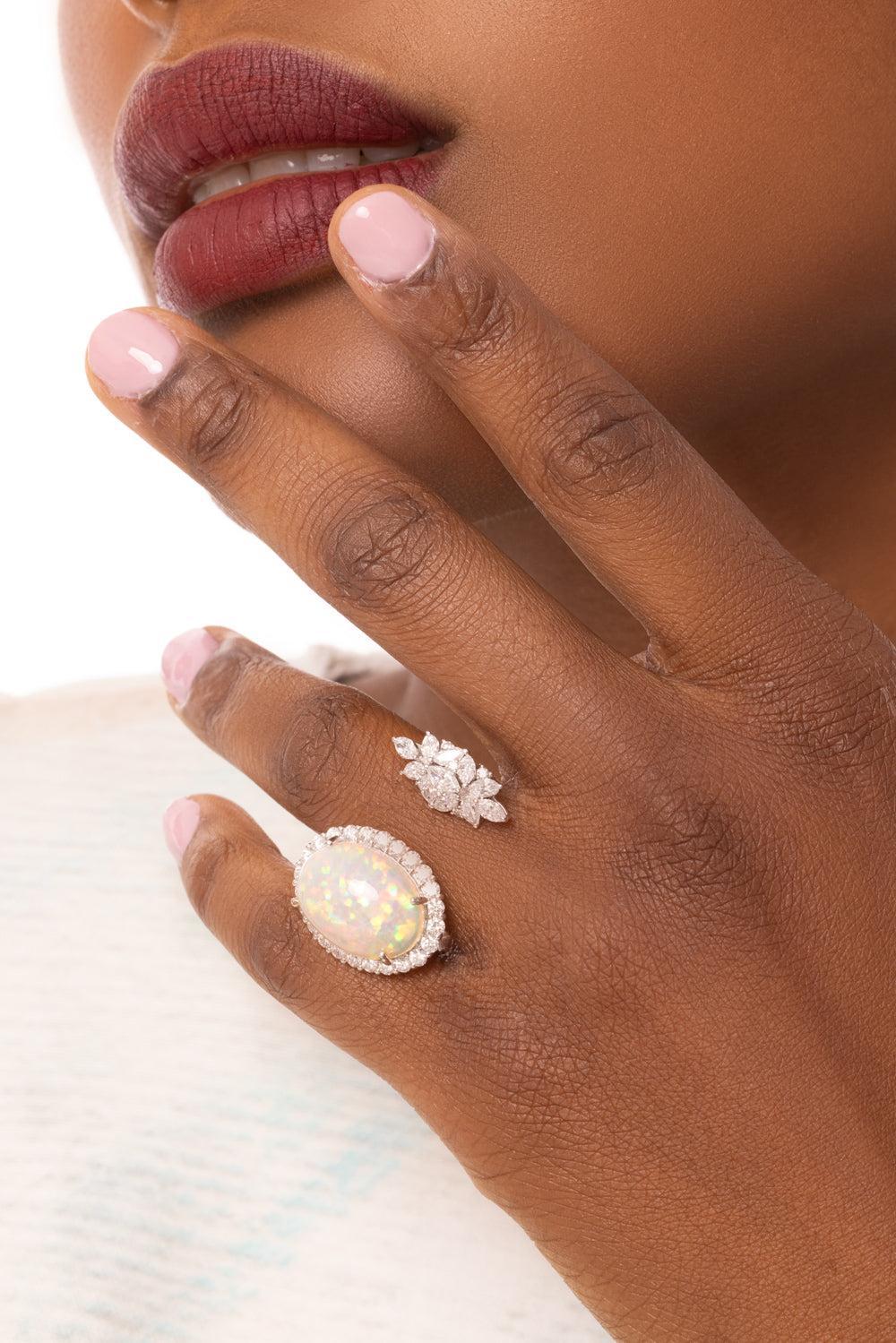 Opal Reign Supreme Open Stackable Ring-WHITE GOLD-JEWELRYFINE JEWELRING-YEPREM JEWELLERY