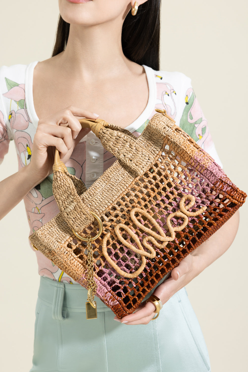 Summer Banana Small East-West Tote Bag - Bleached Brown