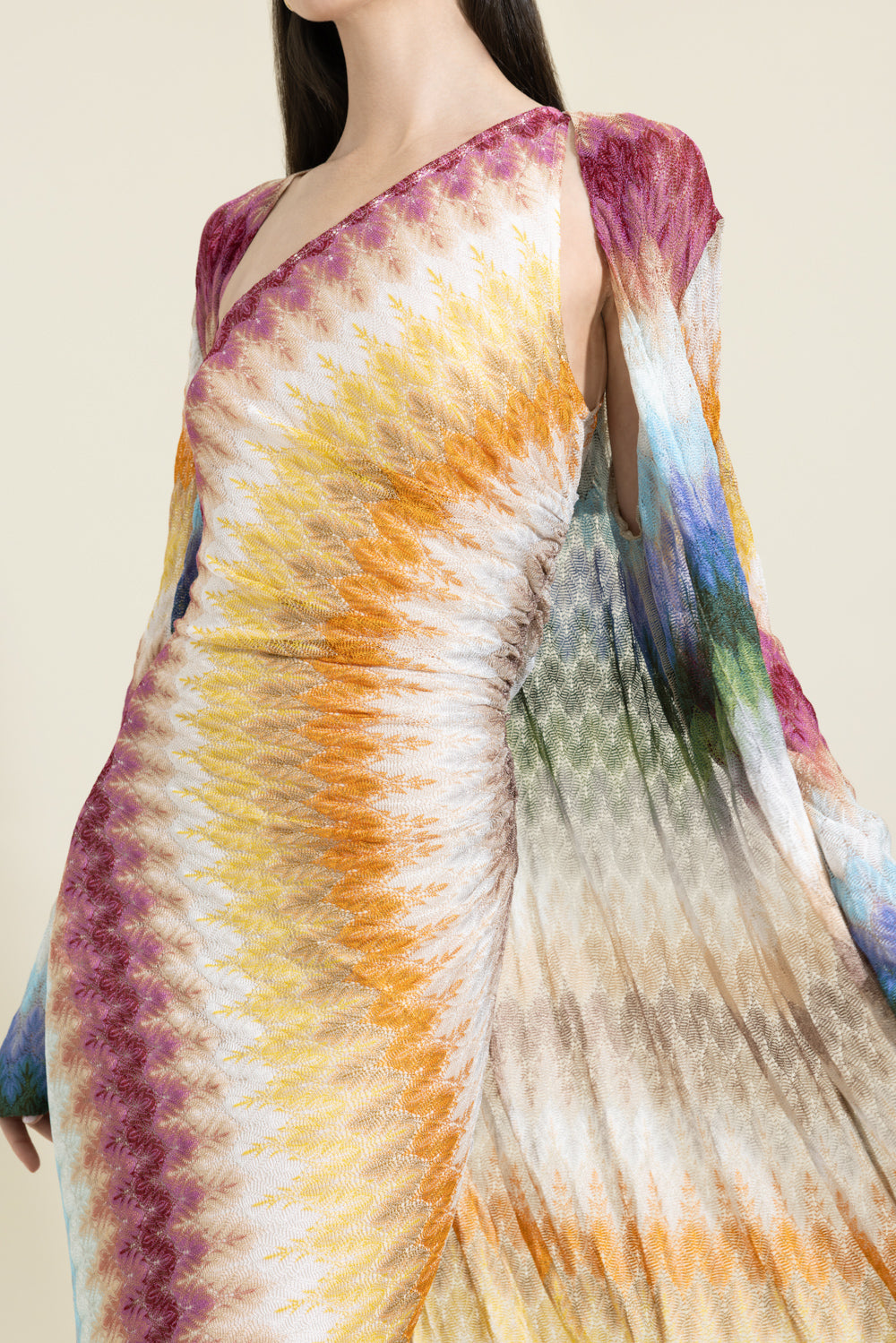 Long Knit Cardigan - Multicolor Blue Yellow Green