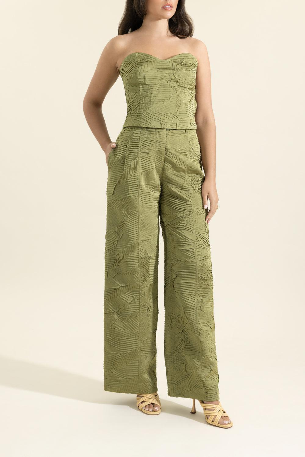Heleen Satin Bustier Top-GREEN-2-CLOTHINGTOPBLOUSE-ULLA JOHNSON
