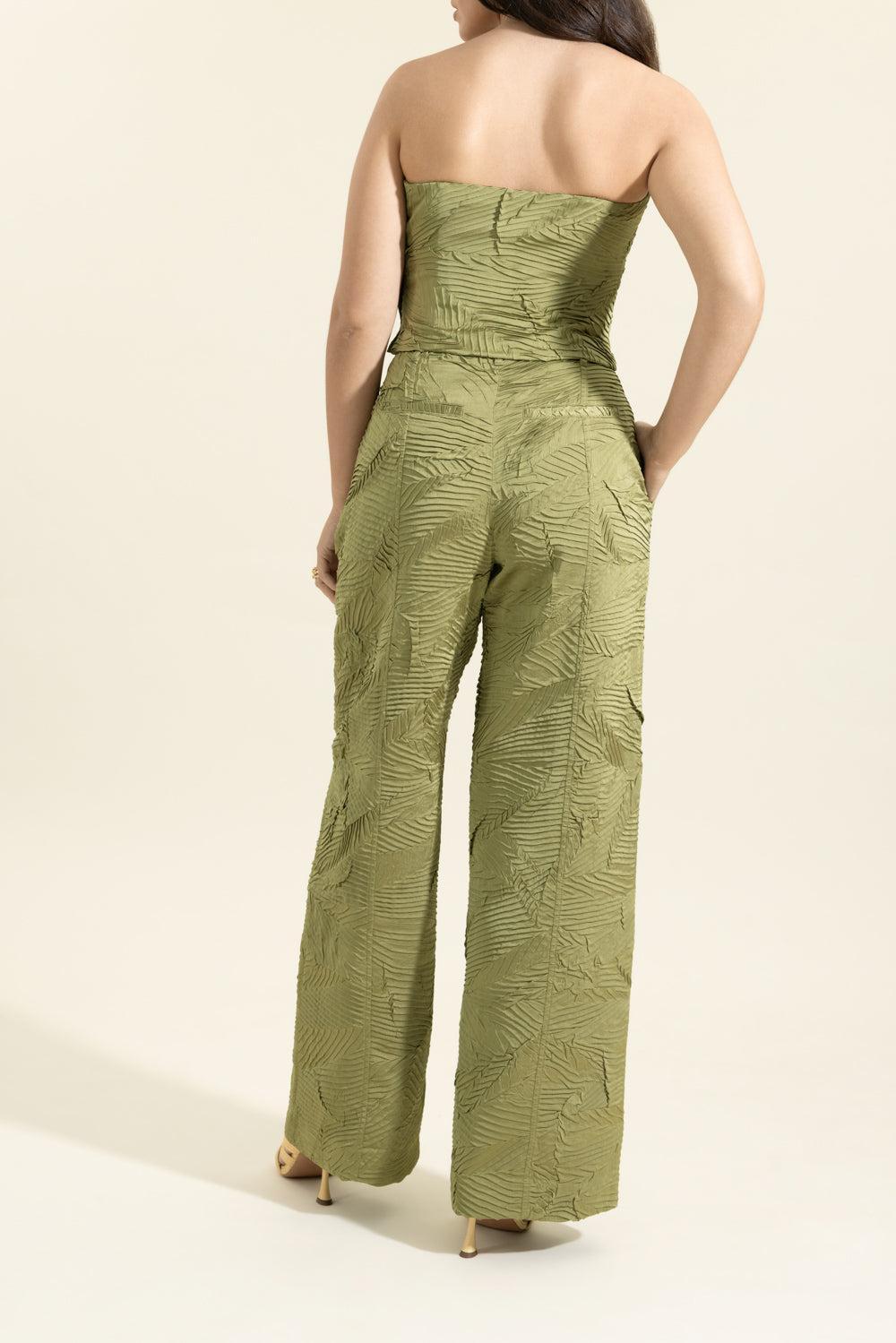 Carine Satin Pant-GREEN-2-CLOTHINGPANTWIDE LEG-ULLA JOHNSON