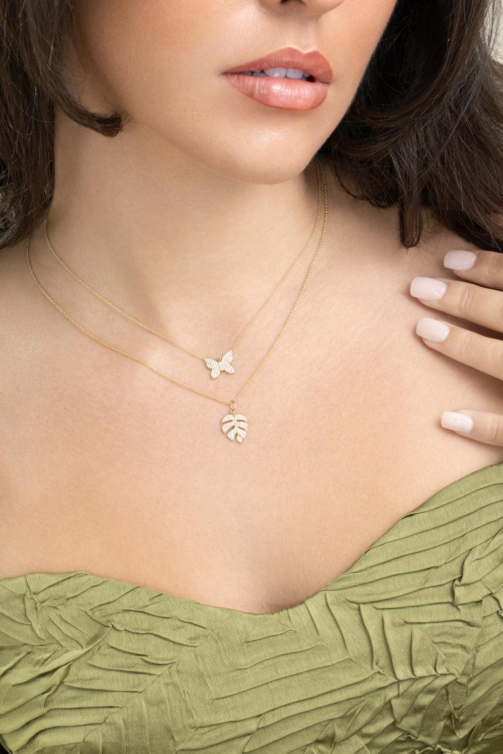 Diamond Monstera Leaf Necklace