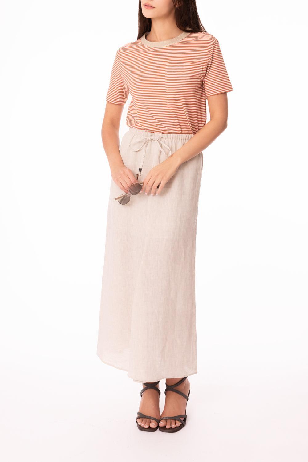 Round Collar Striped T-Shirt-PAN/TANG-XS-CLOTHINGTOPT-SHIRT-BRUNELLO CUCINELLI