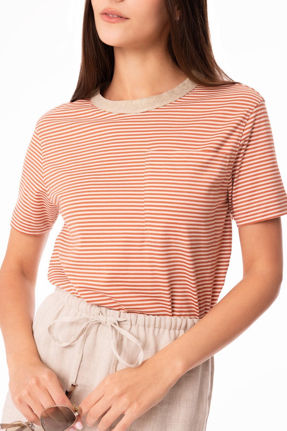 Round Collar Striped T-Shirt-PAN/TANG-XS-CLOTHINGTOPT-SHIRT-BRUNELLO CUCINELLI