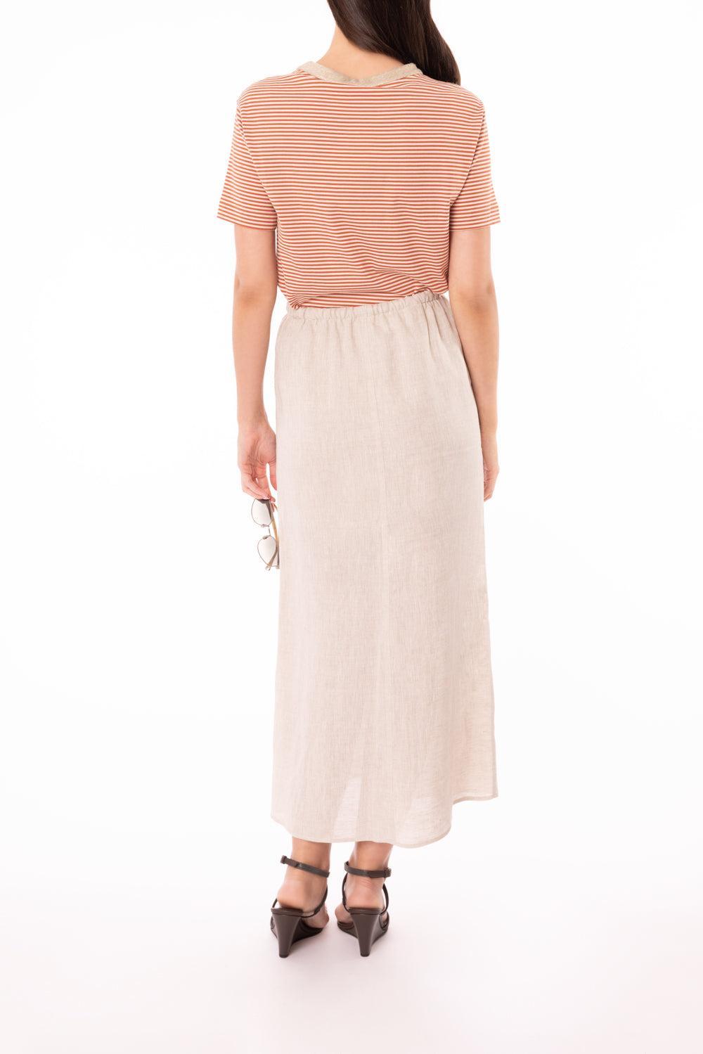 Round Collar Striped T-Shirt-PAN/TANG-XS-CLOTHINGTOPT-SHIRT-BRUNELLO CUCINELLI