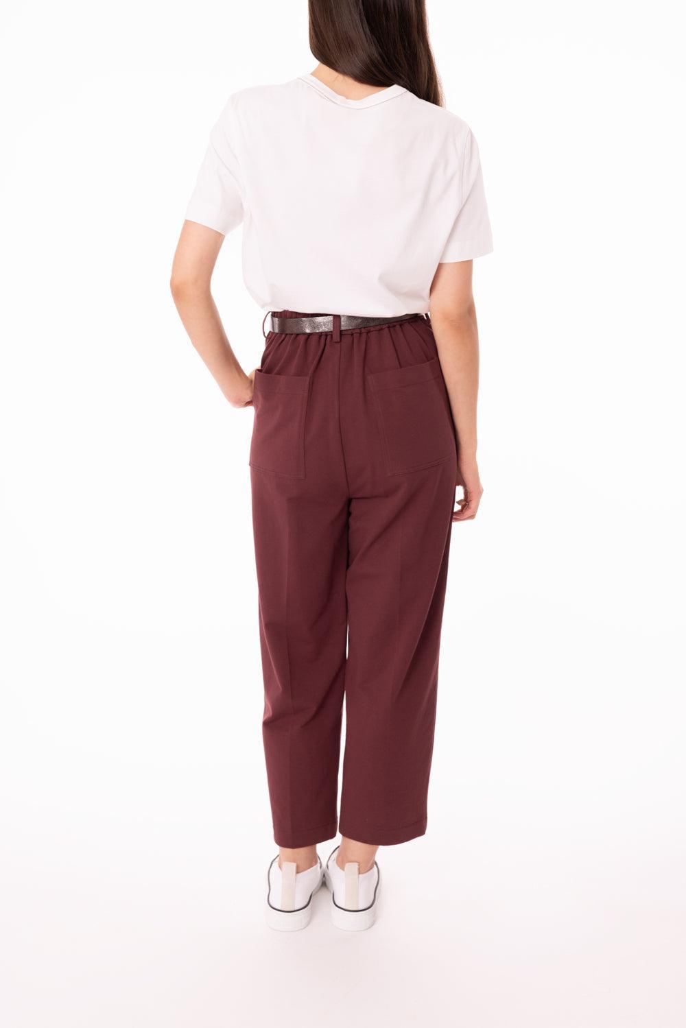Lightweight Cropped Trousers-BORDEAUX-XS-CLOTHINGPANTCASUAL-BRUNELLO CUCINELLI