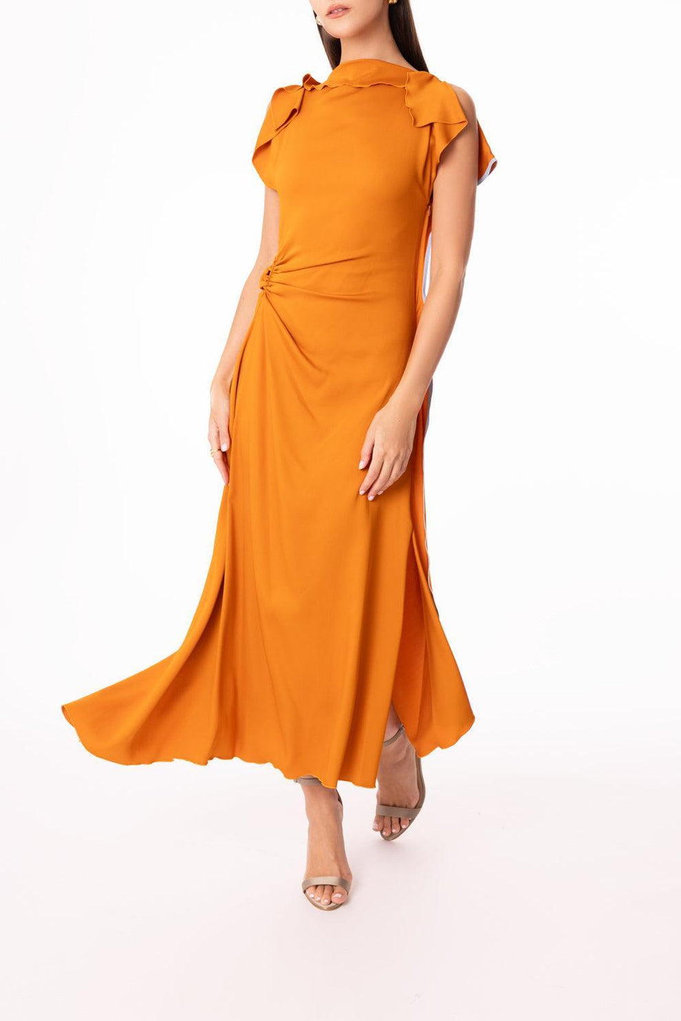 Drape Sleeve Midi Dress