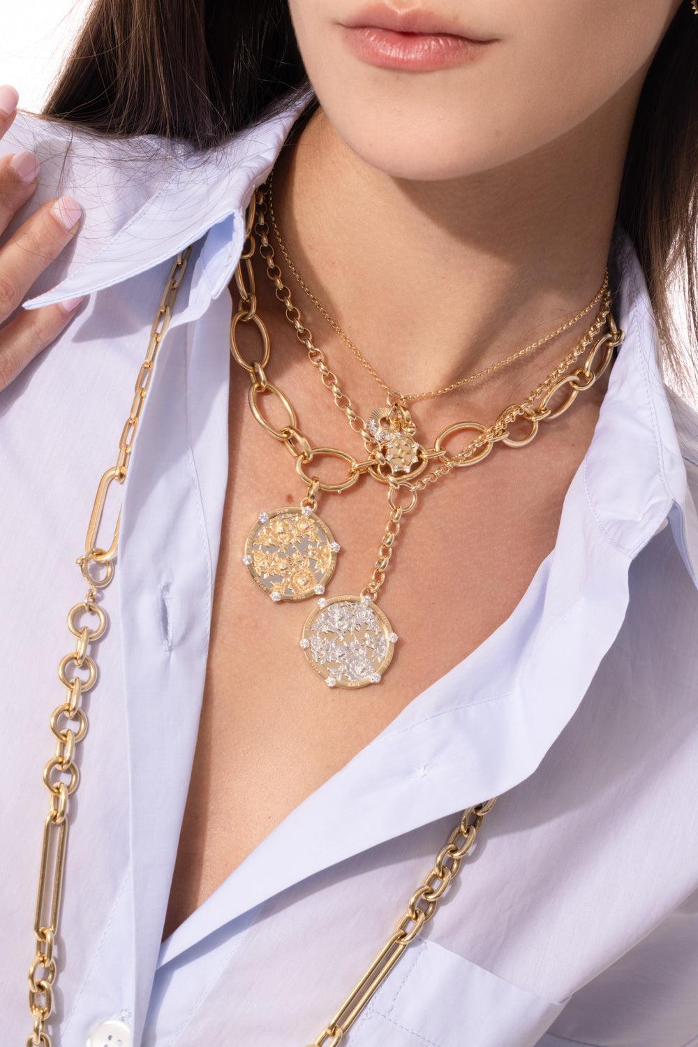 Floral Screen Resilience Large Medallion-YELLOW GOLD-JEWELRYFINE JEWELPENDANT-FOUNDRAE
