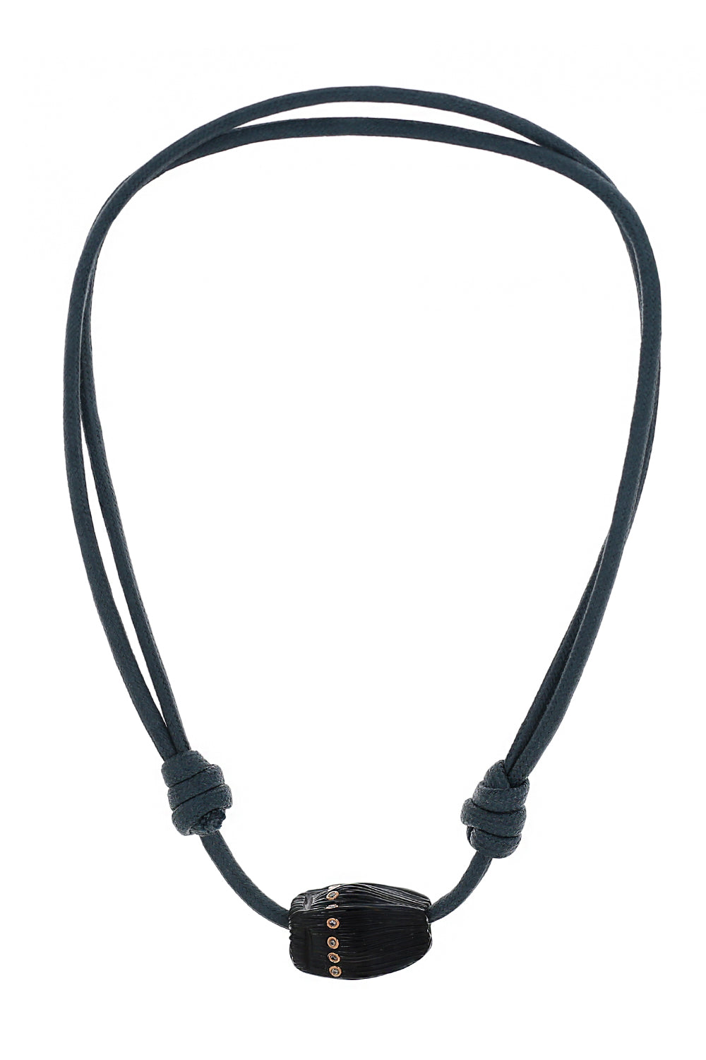 Blue Tiger Eye Aquamarine Carved Coquito Necklace