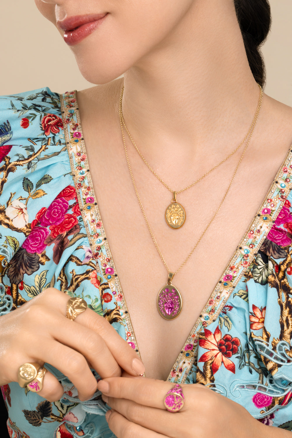 Fuchsia Large Heart Pendant Necklace