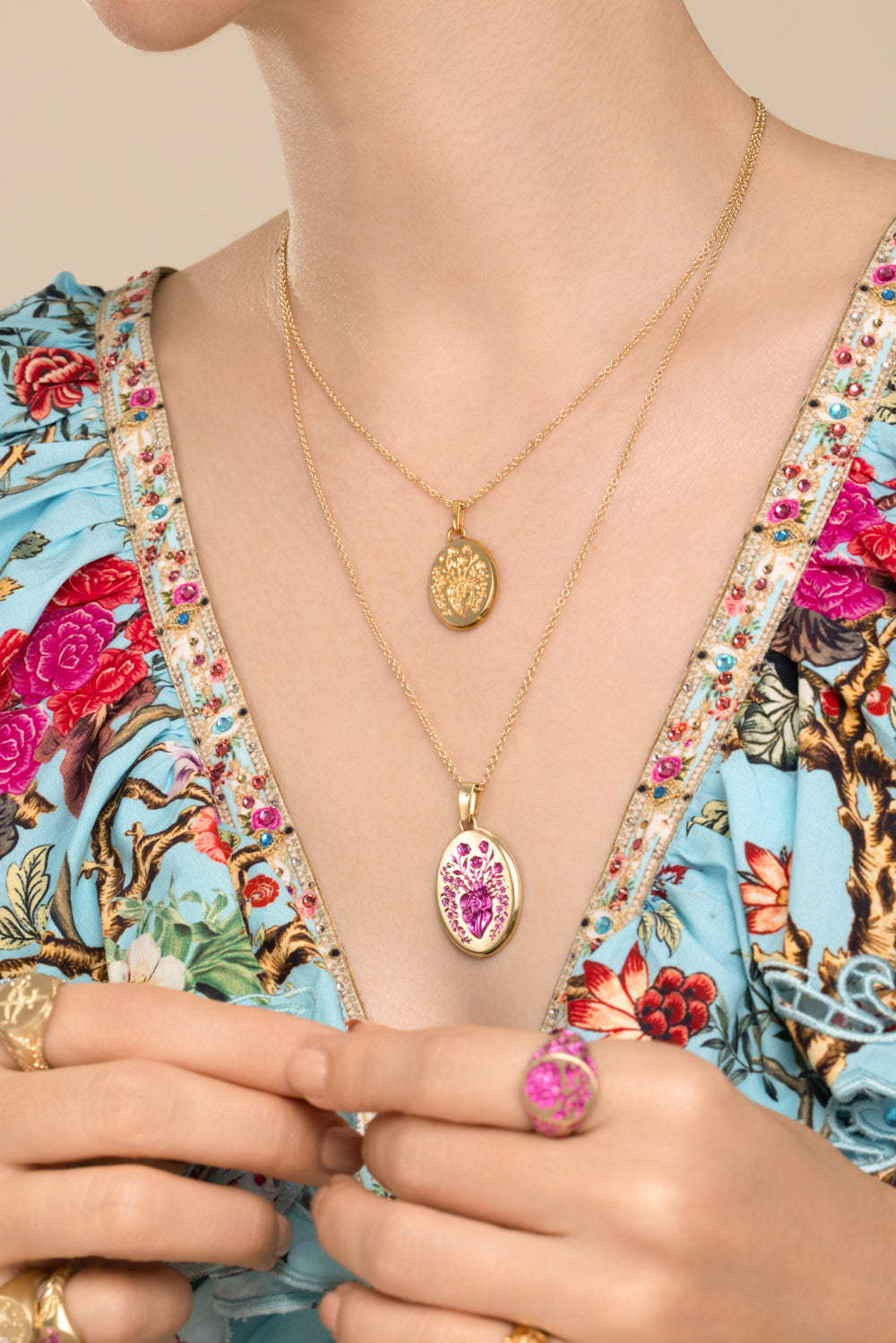 Fuchsia Large Heart Pendant Necklace