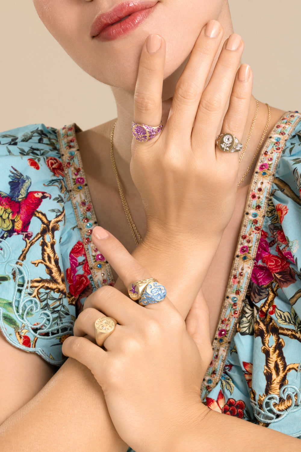 Purple Hummingbird Signet Ring