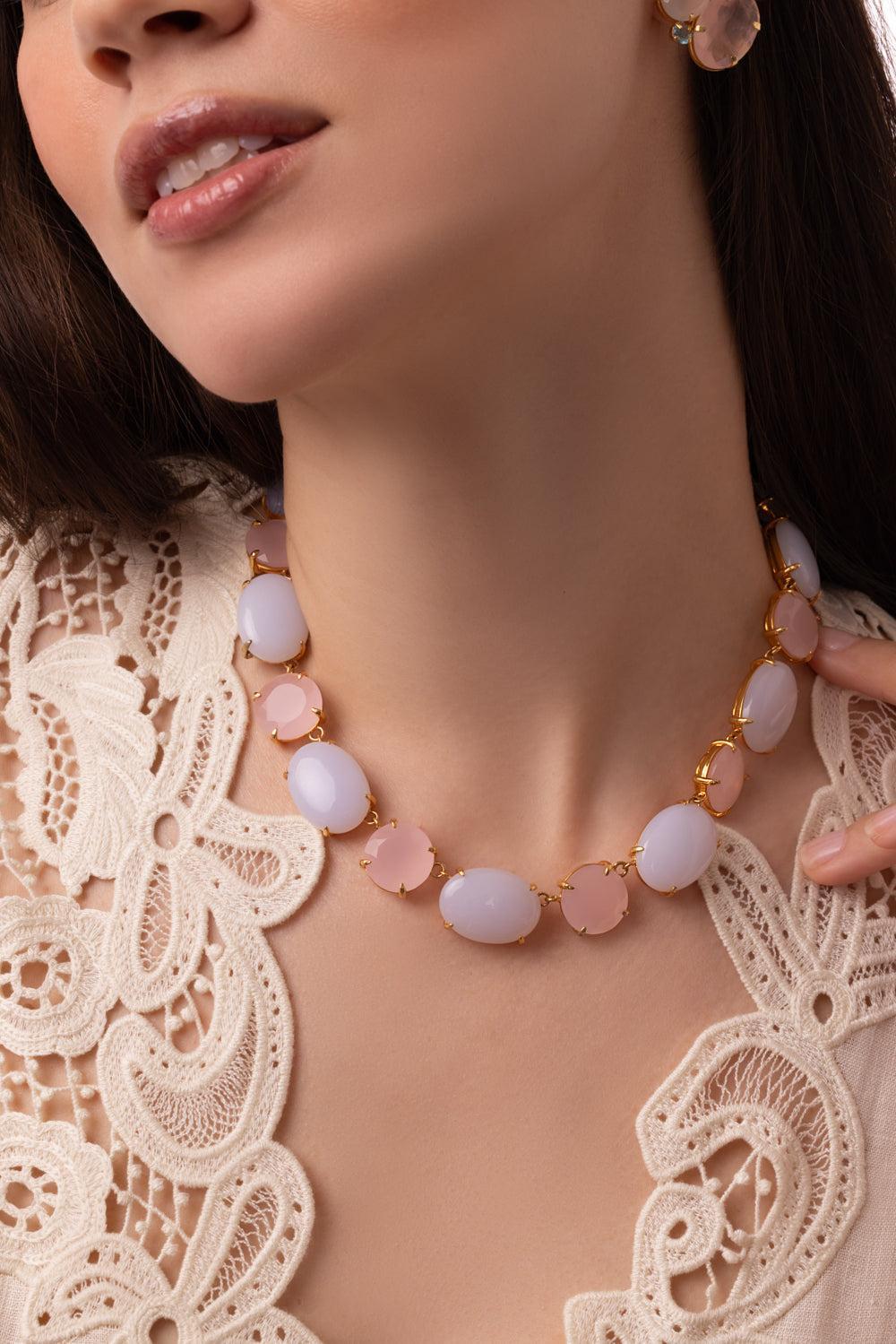 Chalcedony Riviere Necklace-PRPL/PNK-JEWELRYBOUTIQUENECKLACE O-BOUNKIT JEWELRY