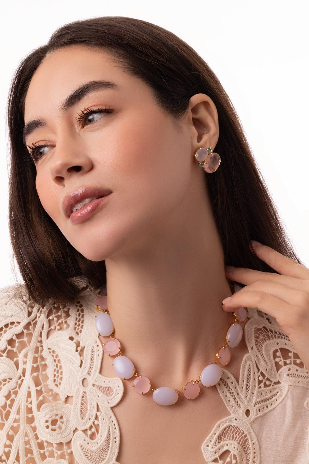 Chalcedony Riviere Necklace-PRPL/PNK-JEWELRYBOUTIQUENECKLACE O-BOUNKIT JEWELRY