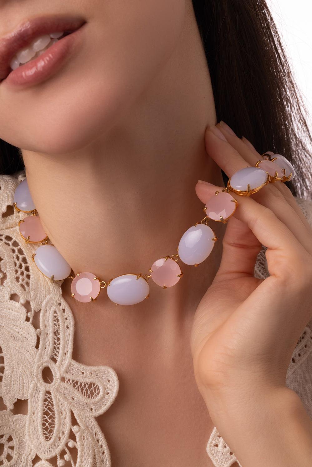 Chalcedony Riviere Necklace-PRPL/PNK-JEWELRYBOUTIQUENECKLACE O-BOUNKIT JEWELRY