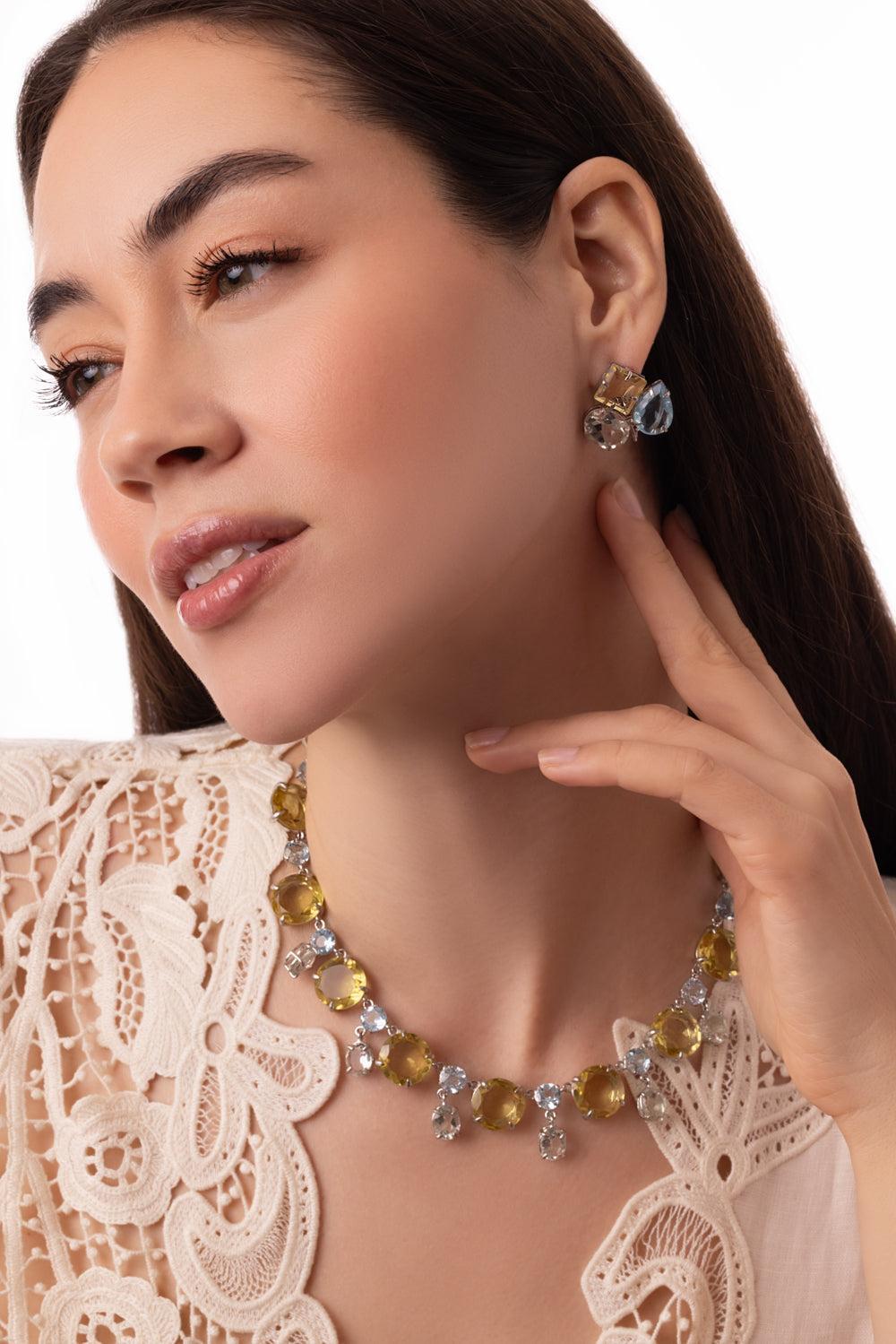 Green Amethyst Eloise Necklace-GRN/BLUE-JEWELRYBOUTIQUENECKLACE O-BOUNKIT JEWELRY