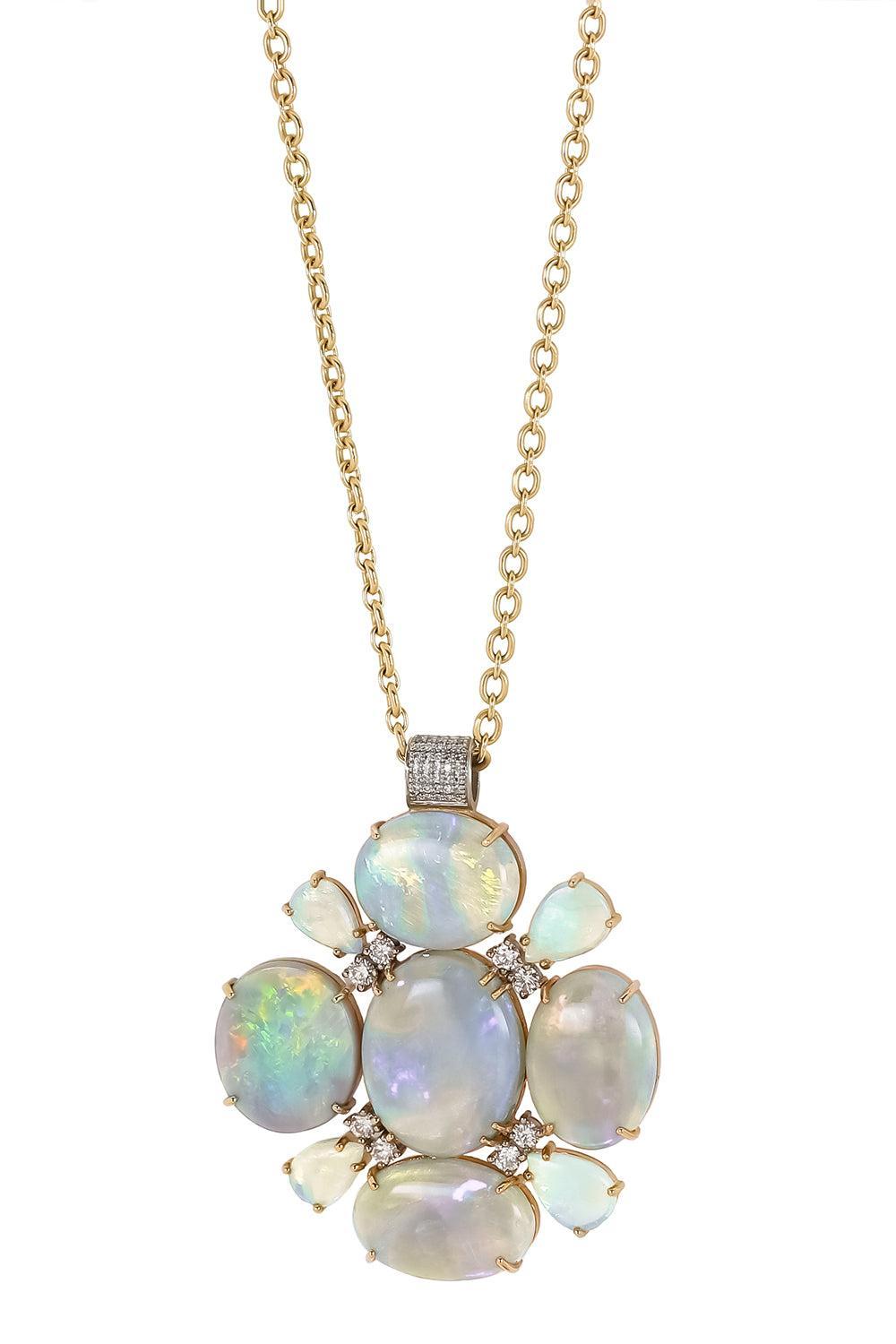 Diamond Opal Gemmy Gem Necklace-YELLOW GOLD-18-JEWELRYFINE JEWELNECKLACE O-IRENE NEUWIRTH JEWELRY