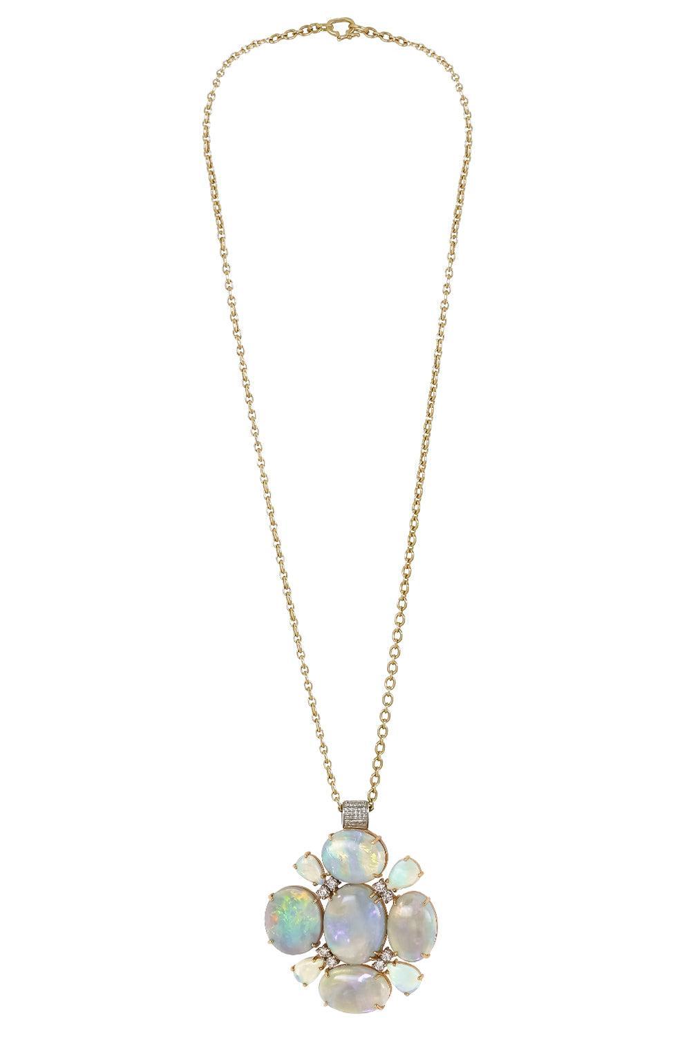 Diamond Opal Gemmy Gem Necklace-YELLOW GOLD-18-JEWELRYFINE JEWELNECKLACE O-IRENE NEUWIRTH JEWELRY
