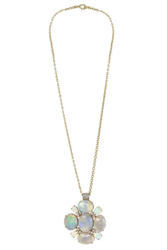 Diamond Opal Gemmy Gem Necklace-YELLOW GOLD-18-JEWELRYFINE JEWELNECKLACE O-IRENE NEUWIRTH JEWELRY
