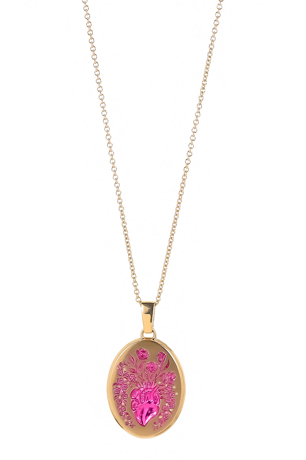 Fuchsia Large Heart Pendant Necklace