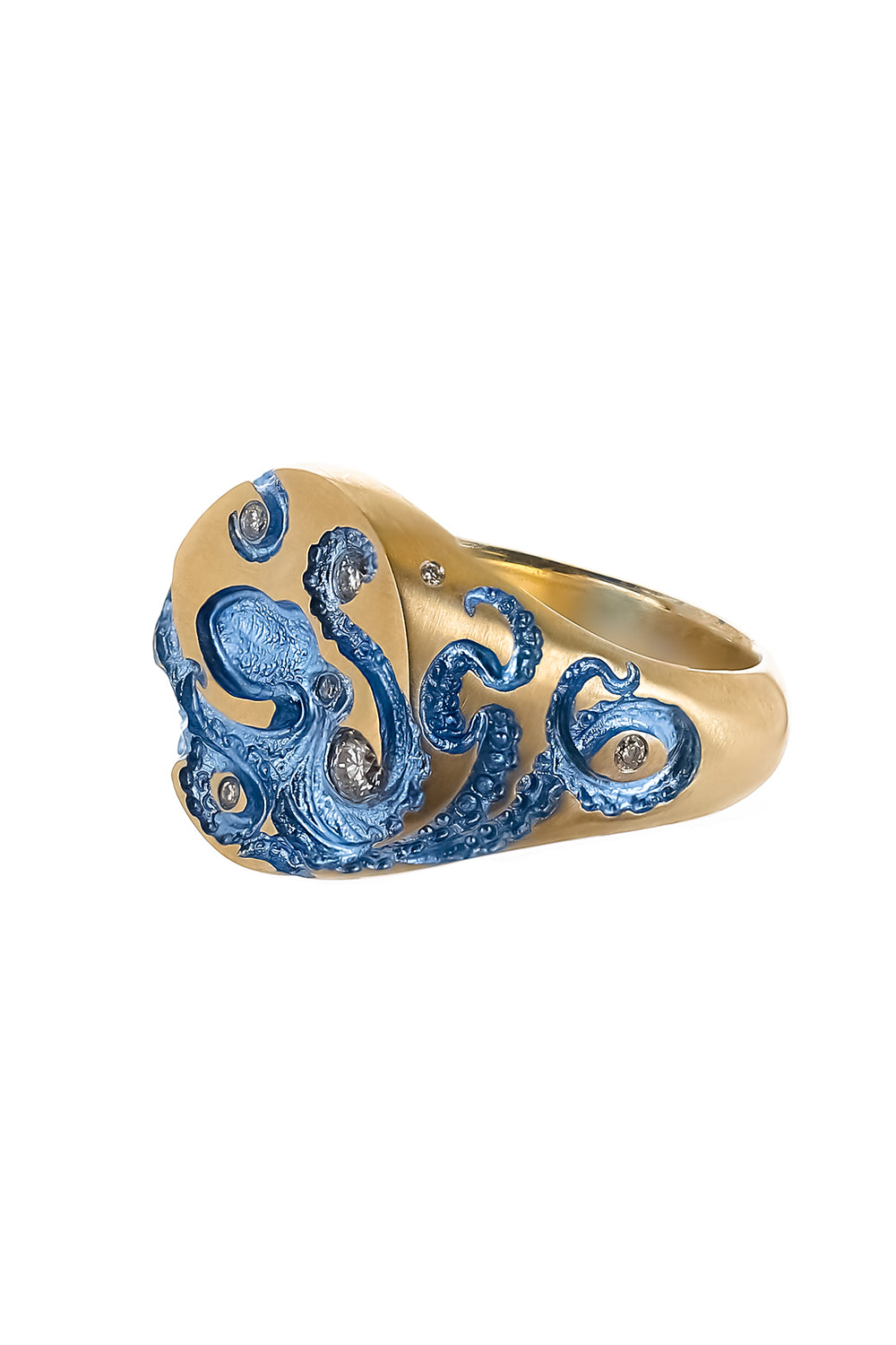 Diamond Baby Blue Mini Octopus Ring