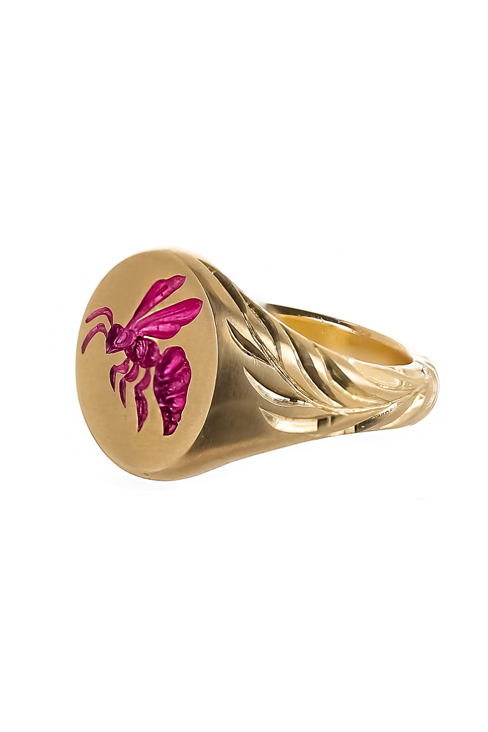 Fuchsia Bee Signet Ring