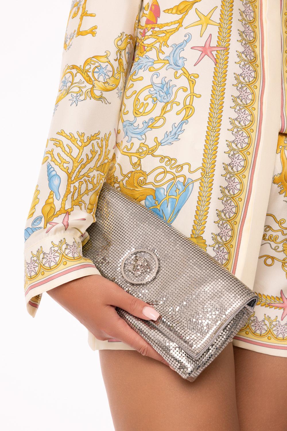 La Medusa Clutch - Silver Mesh-SILVER-HANDBAGCLUTCHES-VERSACE