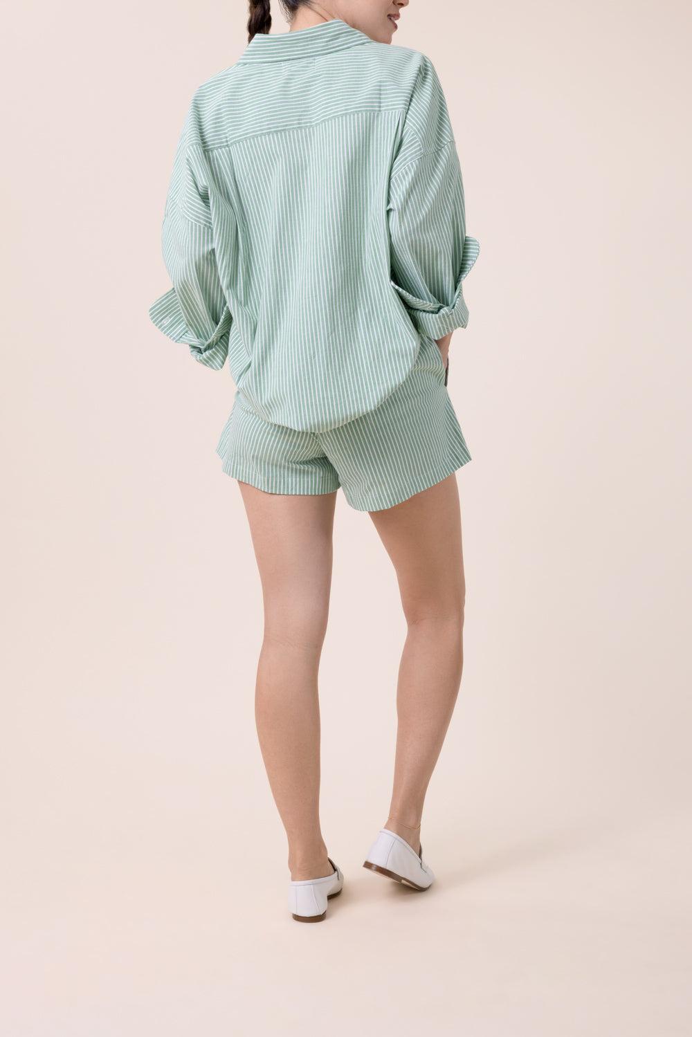 Sunday Shirt - Green White-STRIPE-1-CLOTHINGTOPBLOUSE-The Lady & The Sailor x Marissa Collections
