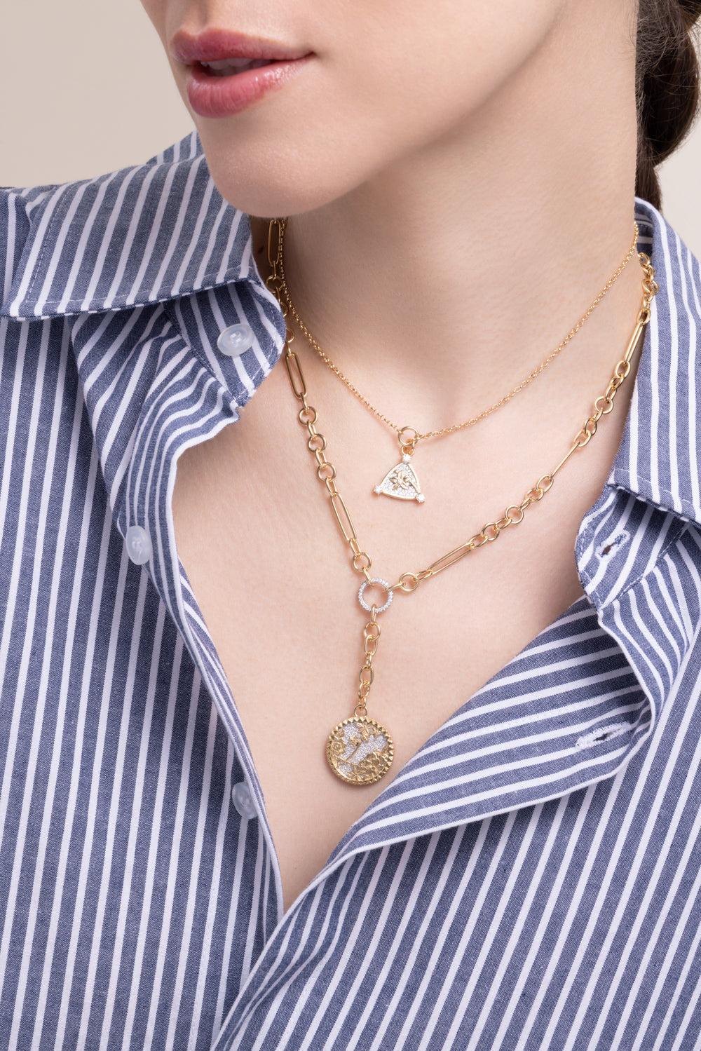 Resilience - Diamond Pavé Blossom Belcher Necklace