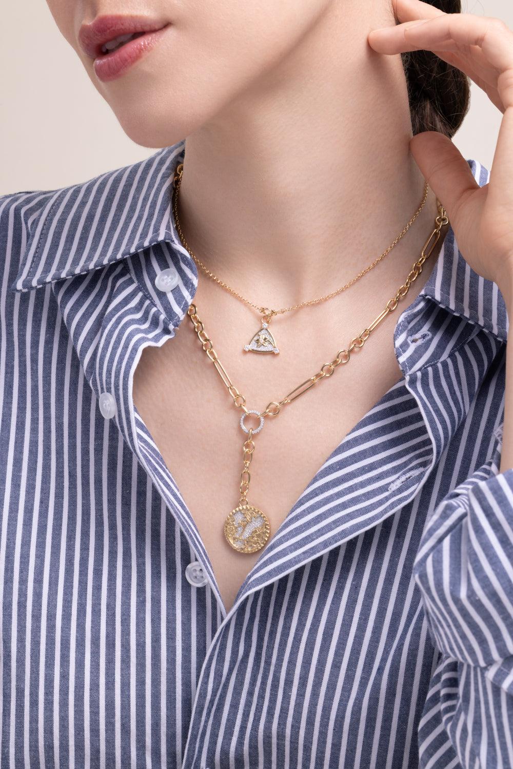 Resilience - Diamond Pavé Blossom Belcher Necklace