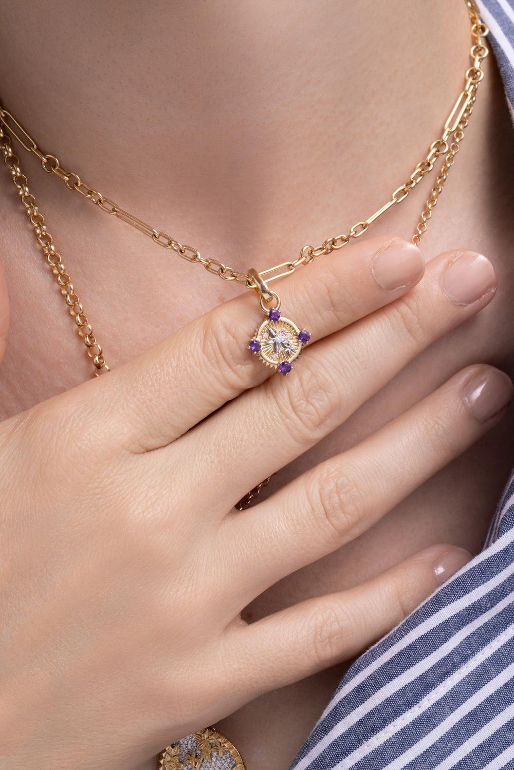 Resilience - Amethyst Miniature Blossoms Gemstone Medallion